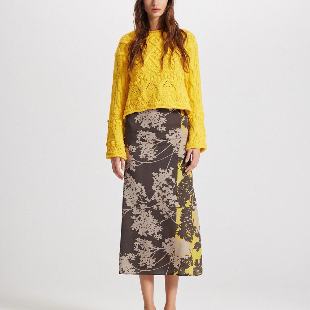 THEO The Label Hydra Maxi Skirt in Wheat/Gold